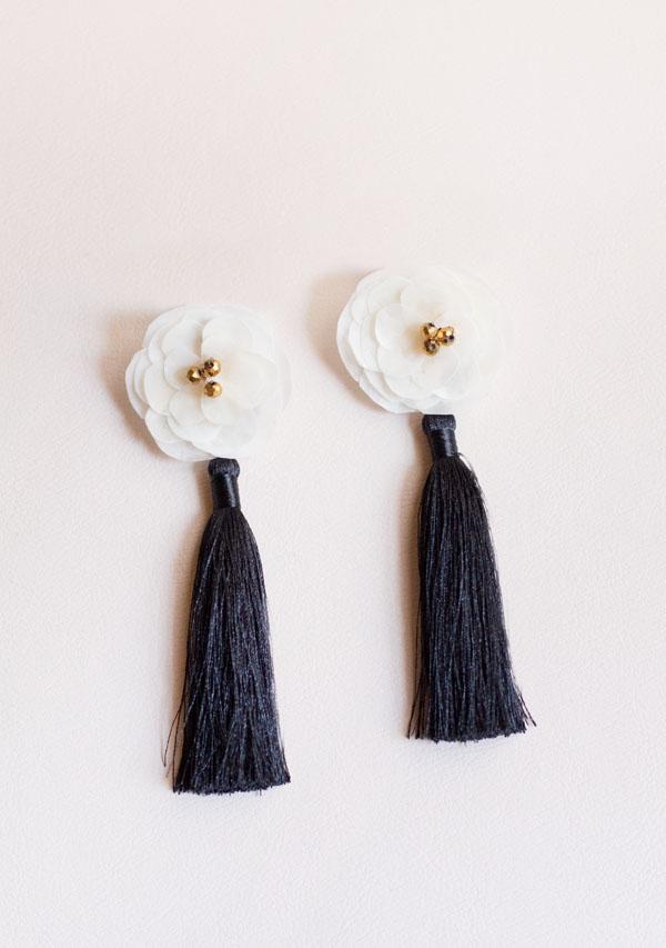 Handmade Black Rose Earrings