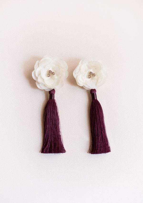 Handmade Burgundy Rose Earrings