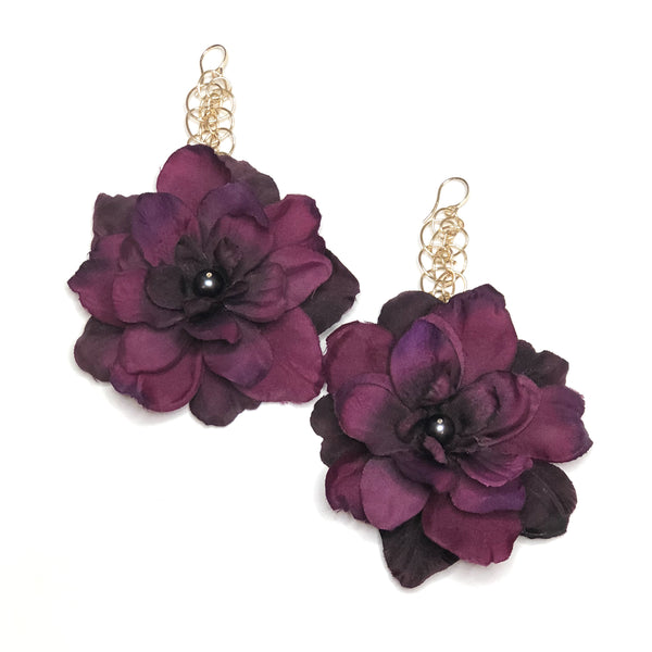 Handmade Designer Elizabeth Plum Floral Drop Earring - Shop Just