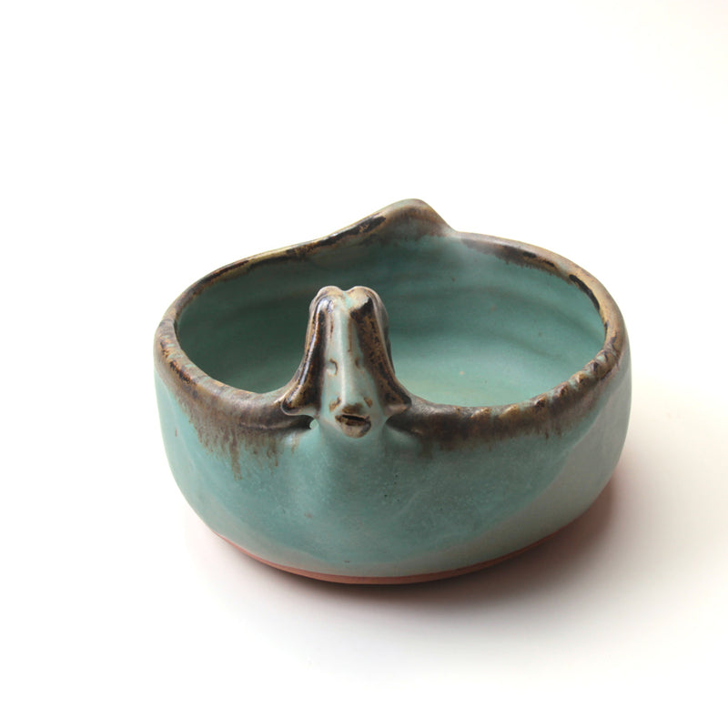 Ceramic Large Bowl Shaped Like a Blue Celestial Goat