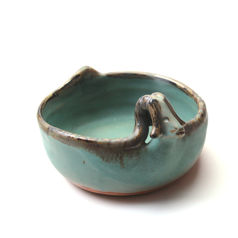 Ceramic Large Bowl Shaped Like a Blue Celestial Goat