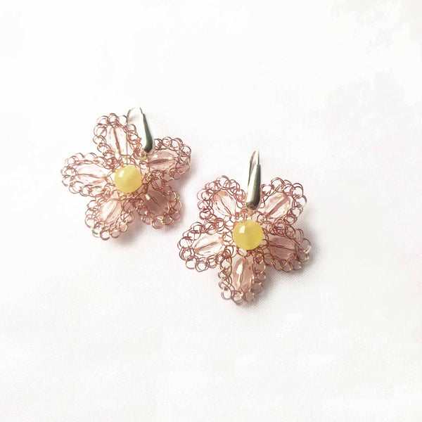 Handmade Crystal Flower Petal Earrings