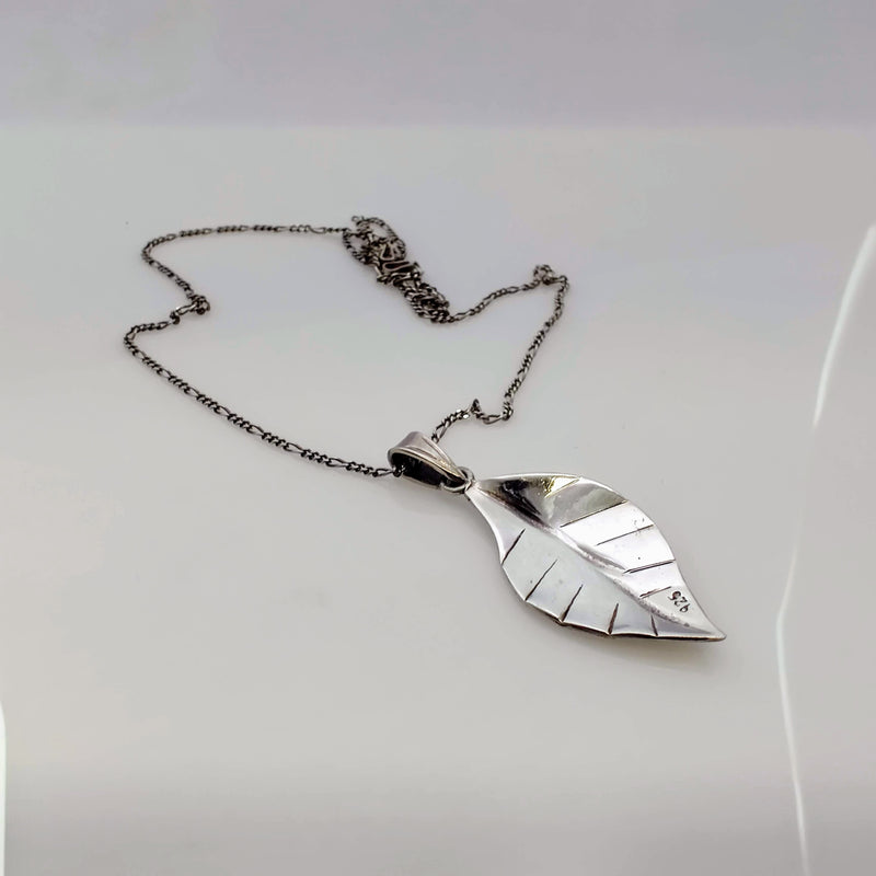 Coffee Blossom- Handmade- 950 Silver- Coffee Leaf Pendant and Chain