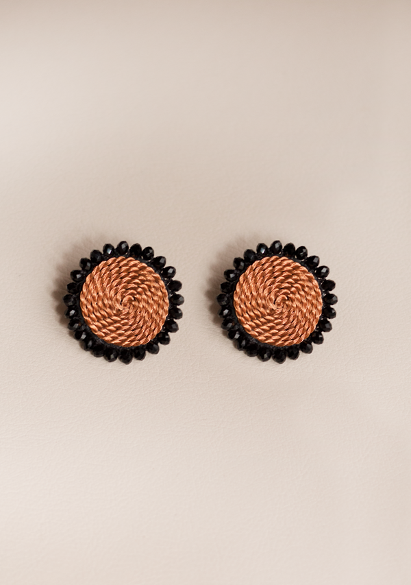 Handmade Small Black Circle Earrings