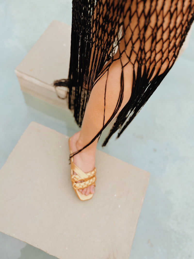 Gold Leather Sandals Atena