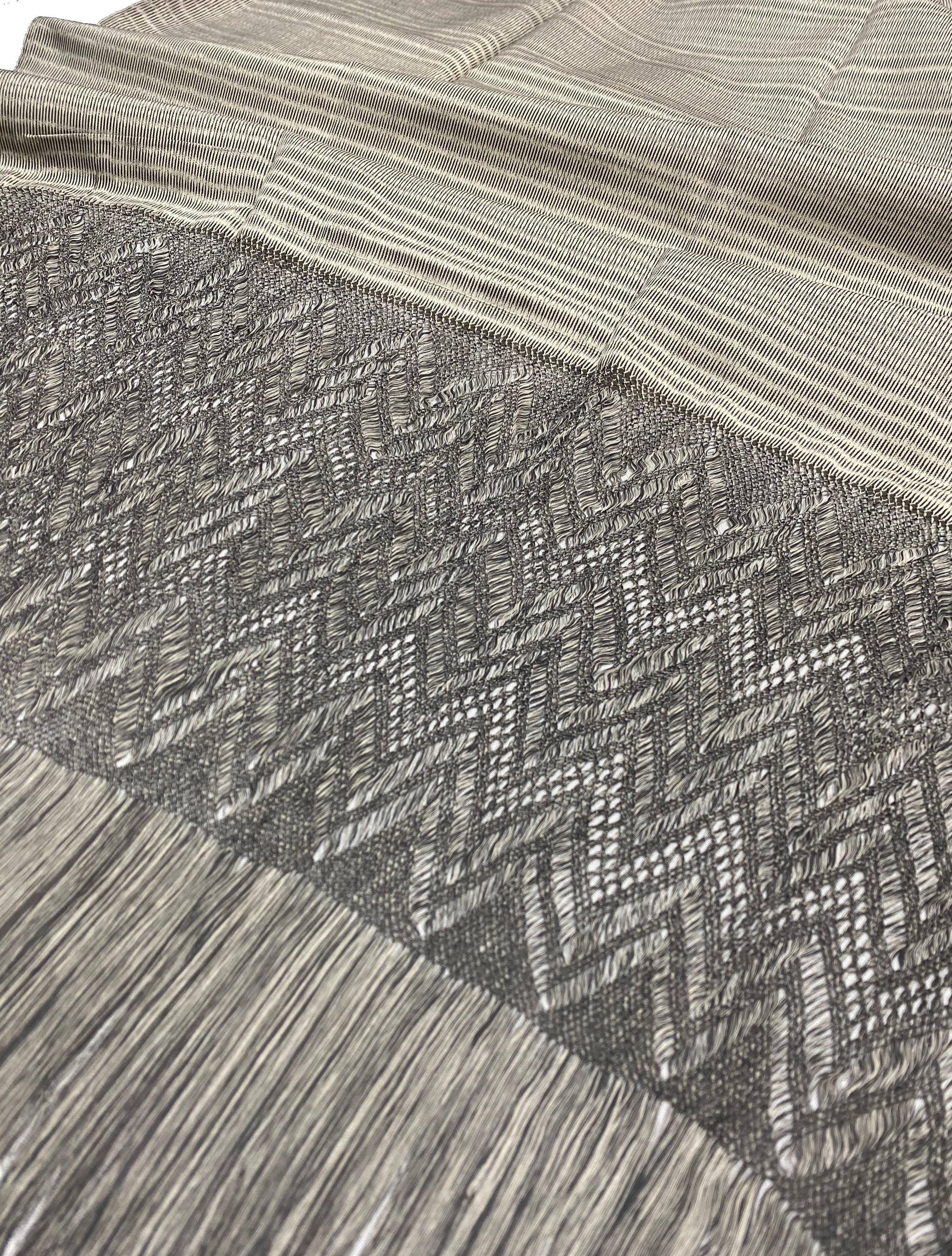 Traditional Tenancingo Rebozo Hand Woven In Loom in Egyptian Cotton Shawl - Gray