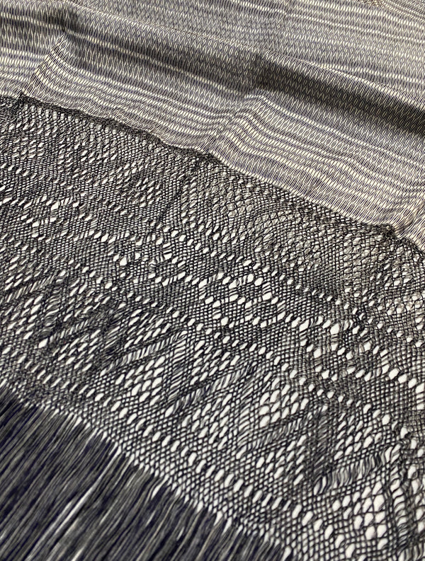 Traditional Tenancingo Rebozo Hand Woven In Loom in Egyptian Cotton Shawl - Black & Gray