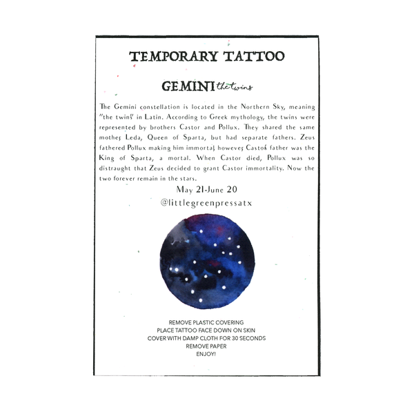 Gemini Temporary Tattoo