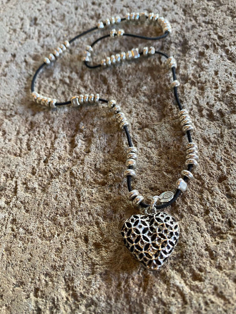 Heart Charm Riveted Necklace