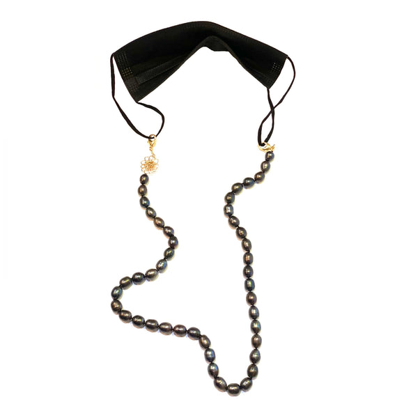 Handmade Designer Black Pearl Mask Chain/Necklace