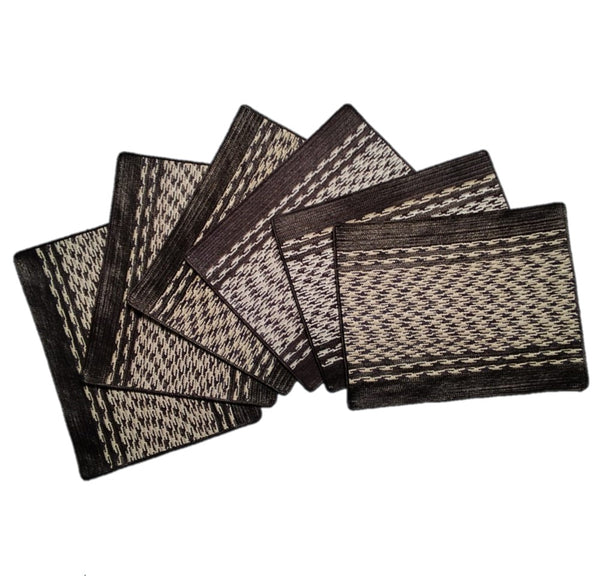 Black and Beige Rectangular Placemats Set of 6