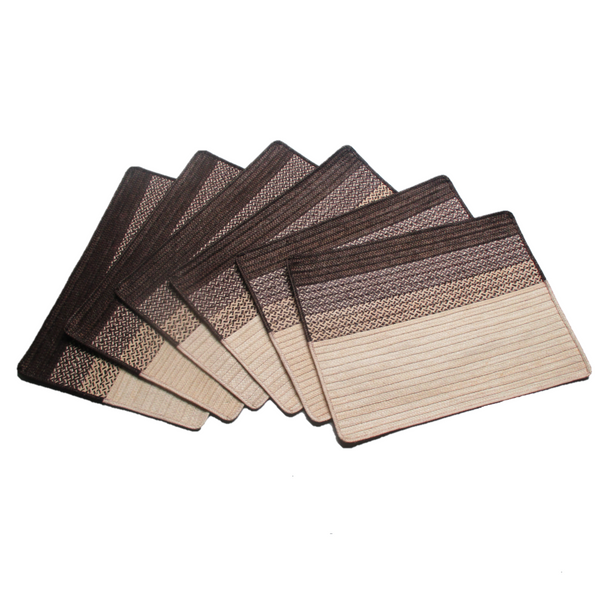 Beige and Brown Rectangular Placemats Set of 6