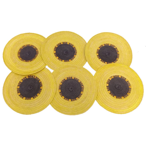 Yellow and Brown Round Placemats Set of 6
