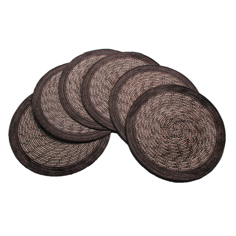 Black and Beige Round Placemats Set of 6