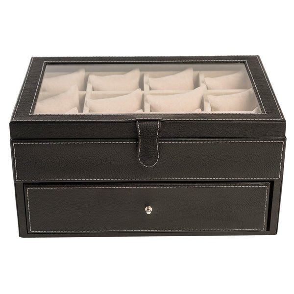 Leather Box with Glass Lid - 24