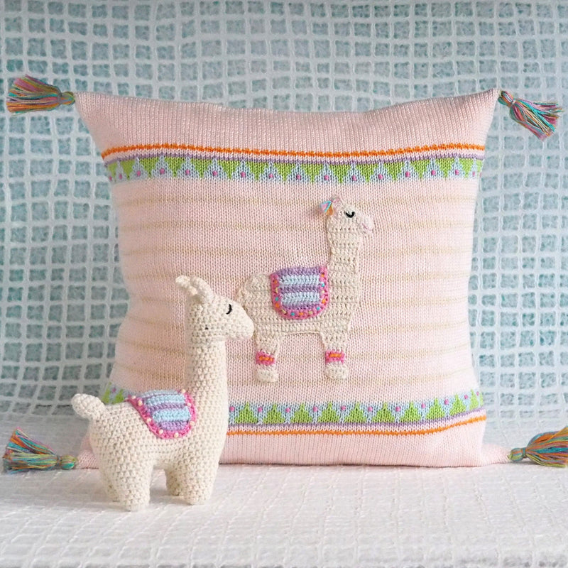 Hand Knitted Llama 12" Pillow