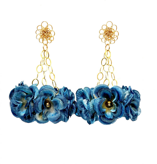 Handmade Designer Kamilla Blue Floral Earrings - Shop Just