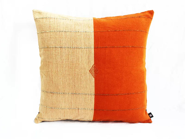 Handwoven and Brocade Diamond Pillow Cover