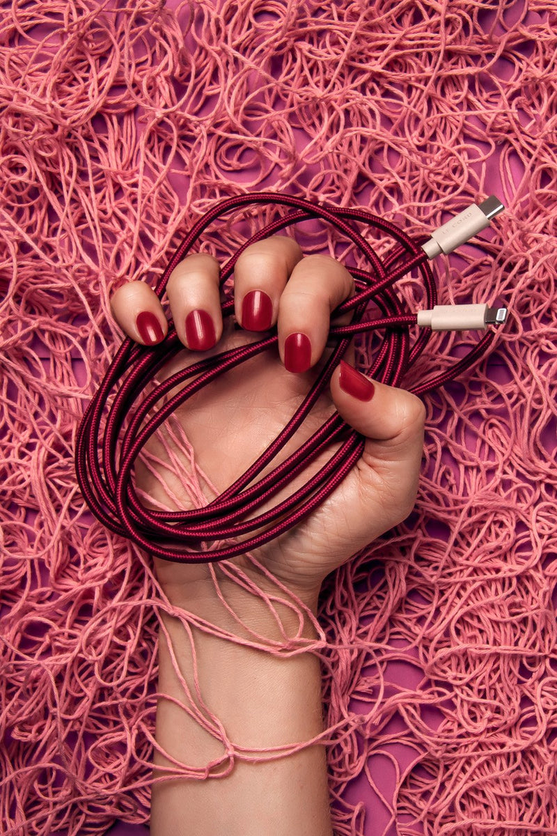 Plum iPhone Lightning cable, Made of Recycled Fishing Nets