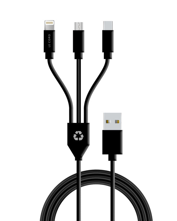 3 in 1 multi cable USB-A · Made of recycled plastics