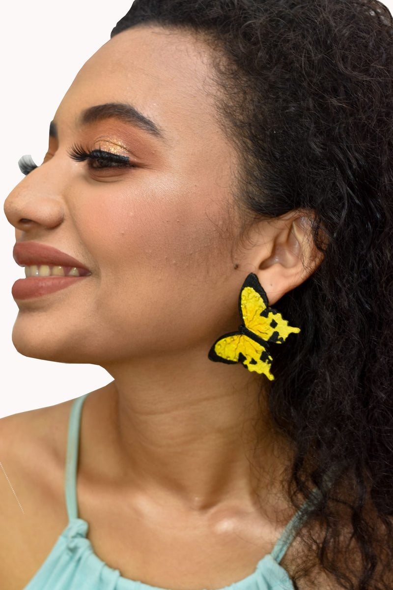 Full Yellow Butterfly Earrings