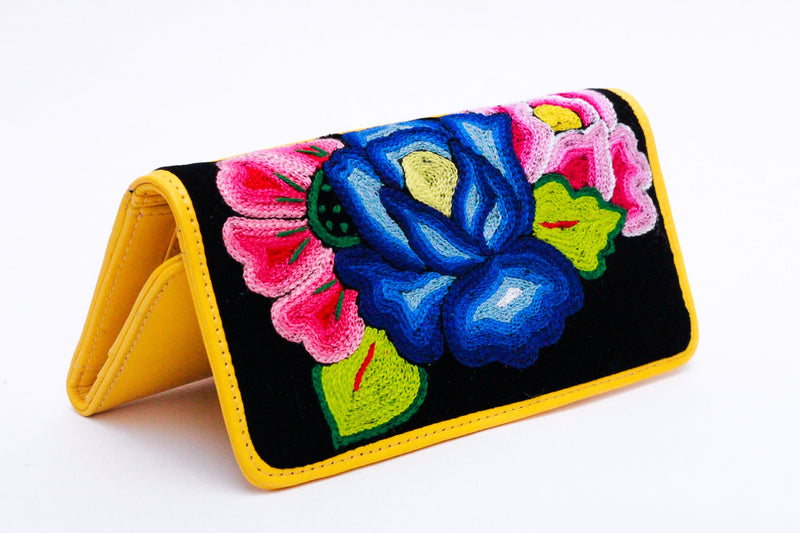 Hand Embroidered Juchitán Leather Wallet
