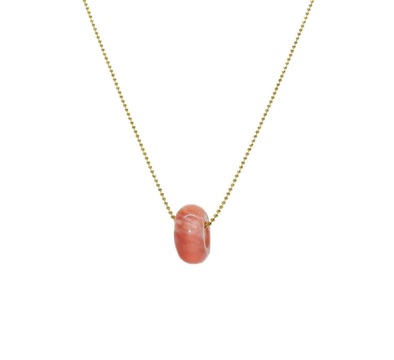 Circular Cherry Quartz Pendant Necklace