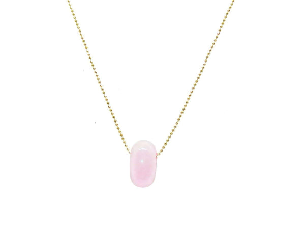 Circular Pink Quartz Pendant Necklace
