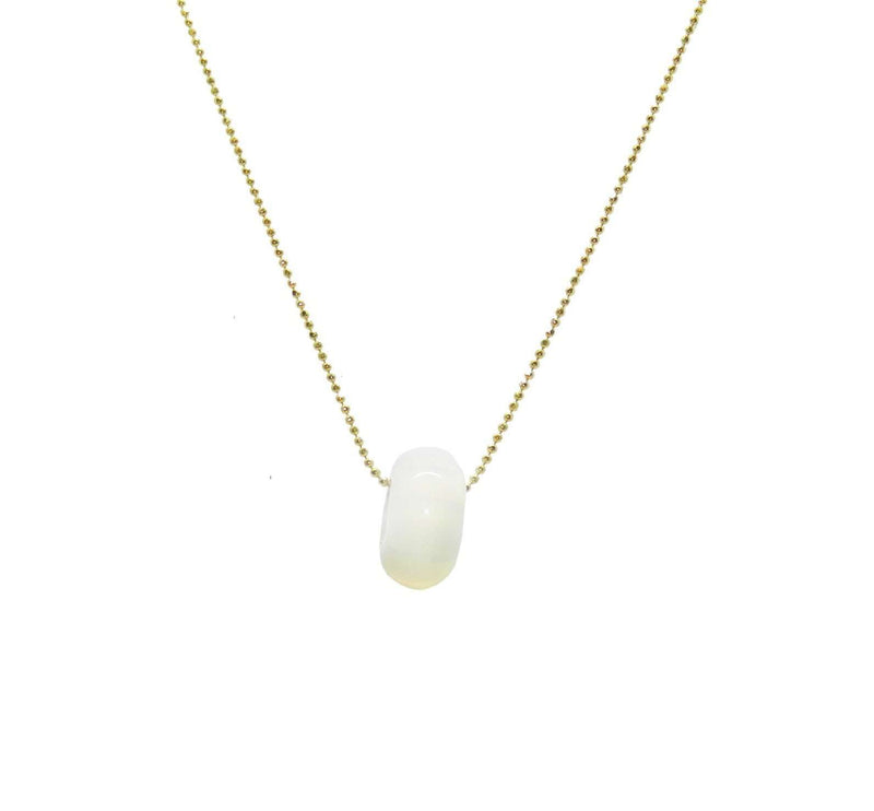 Circular Opaline Pendant Necklace with Moonstone
