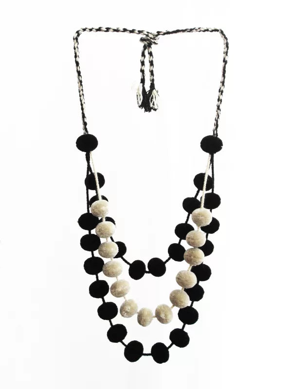 Triple Pom Pom Necklace. Mixt Copot