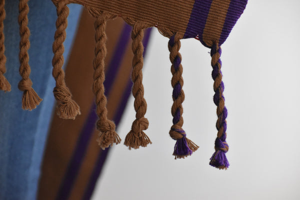 Brown & Purple Poncho Hand-Woven in Loom