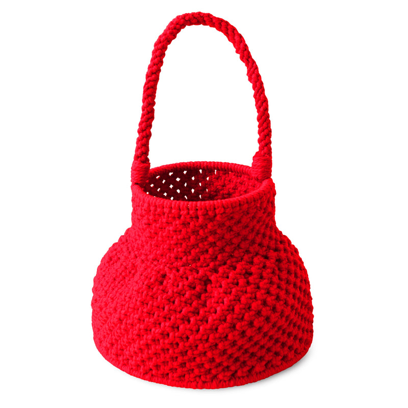 Petite Naga Macrame Bucket Bag, in Red