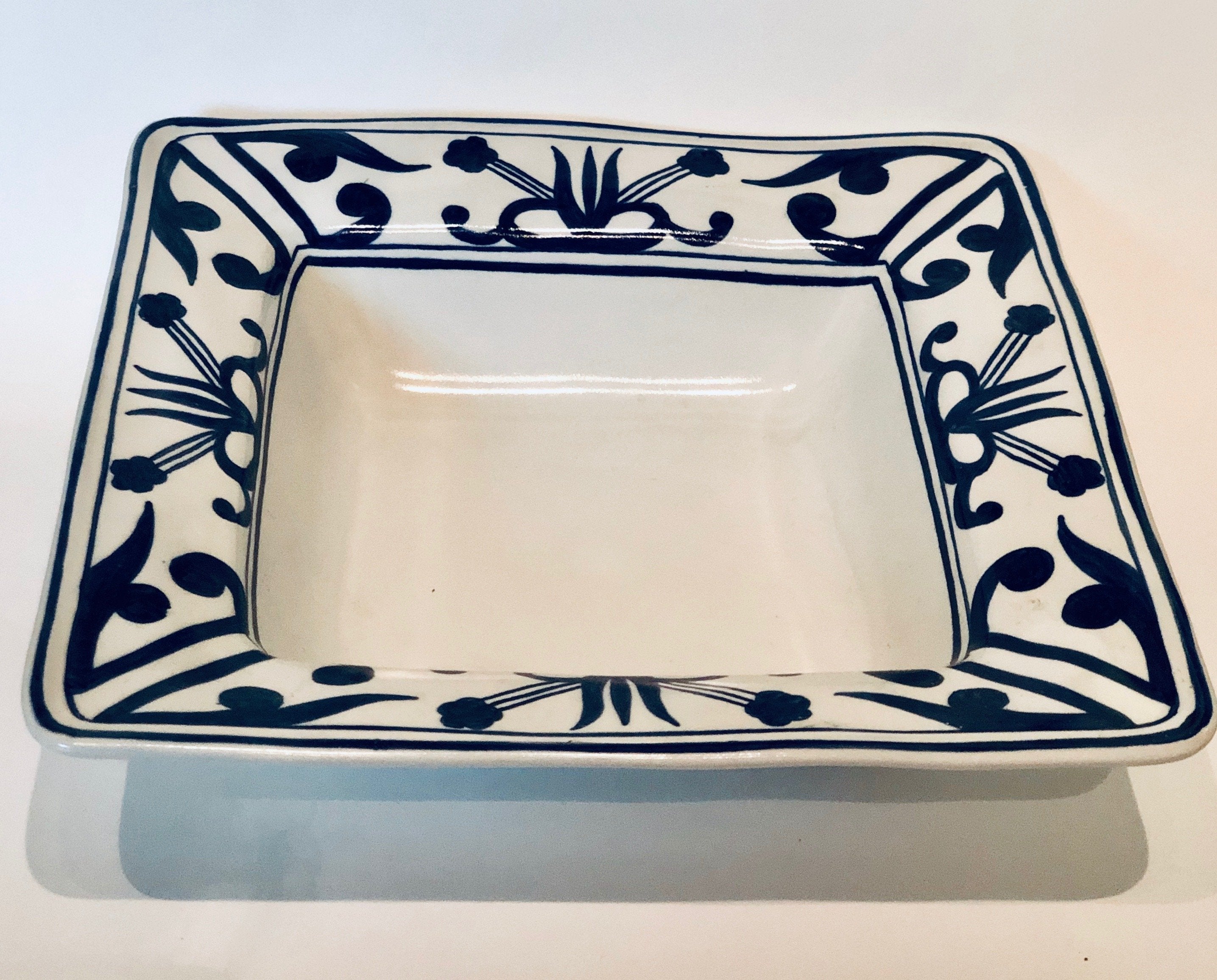Hand Painted Stoneware Thousand Peaks Square Serving Plate