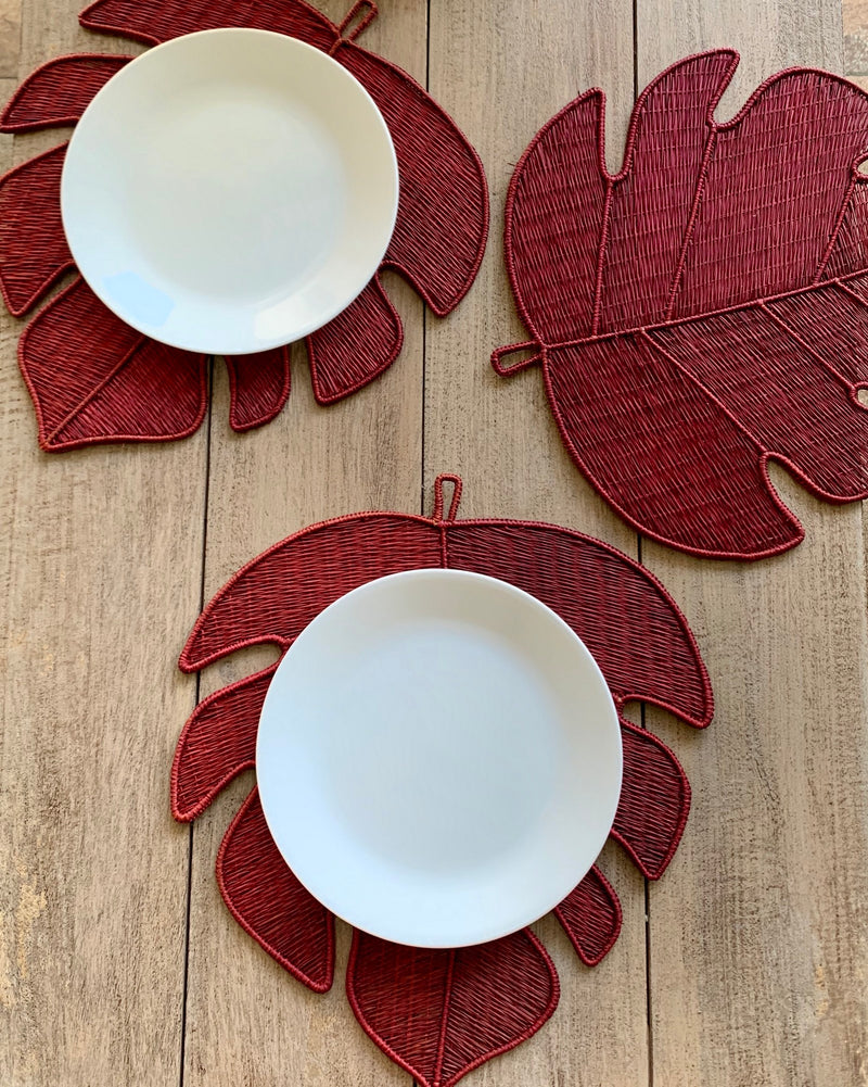 Set of 4 Red Wine Leaves Placemat