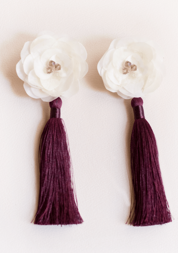 Handmade Burgundy Rose Earrings