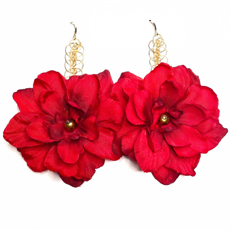 Handmade Designer Elizabeth Red Floral Drop - Shop Just