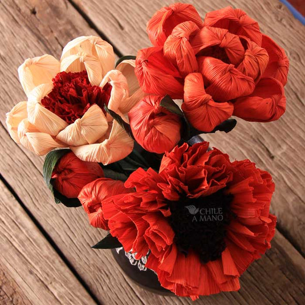 Bouquet of Orange and White Corn Flowers