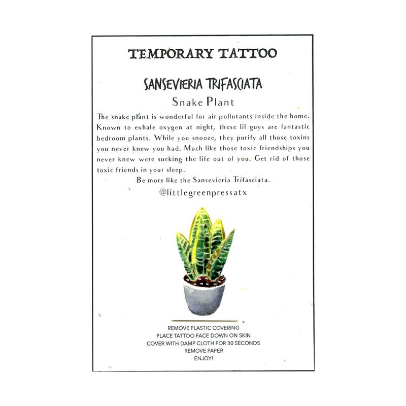 Sansevieria Trifasciata Temporary Tattoo