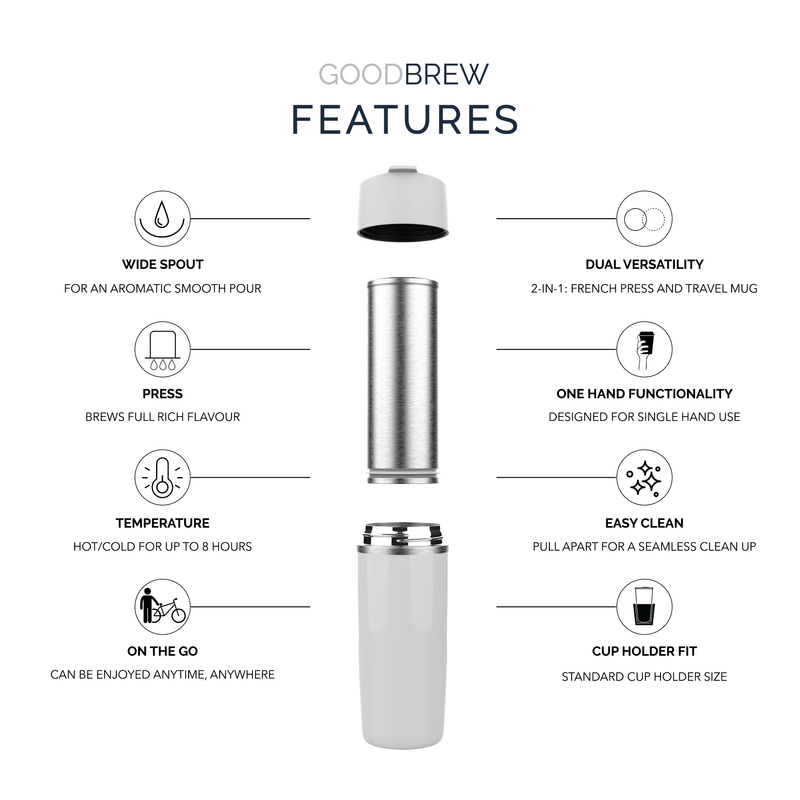 The Good Brew Flip Top Coffee Press - Flat White