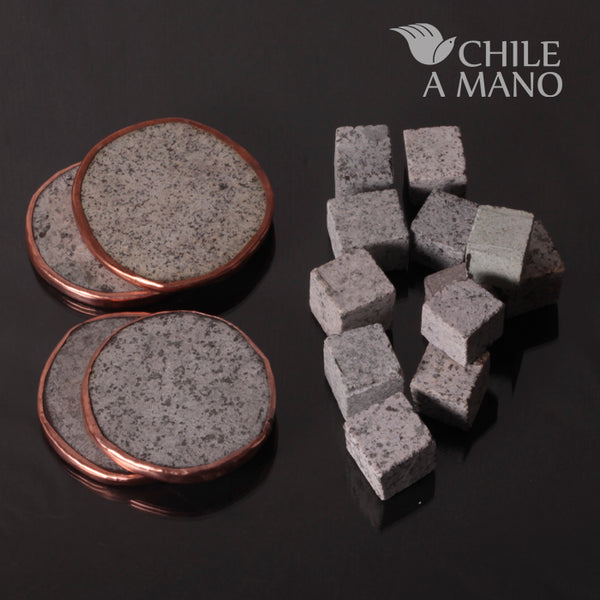 Granite and Copper Ice and Coasters Set