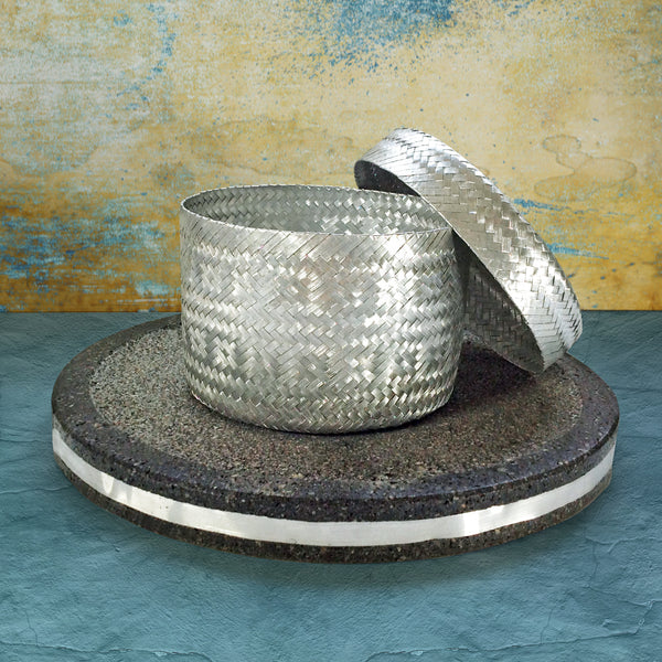 Hand Woven Silver Basket for Tortillas