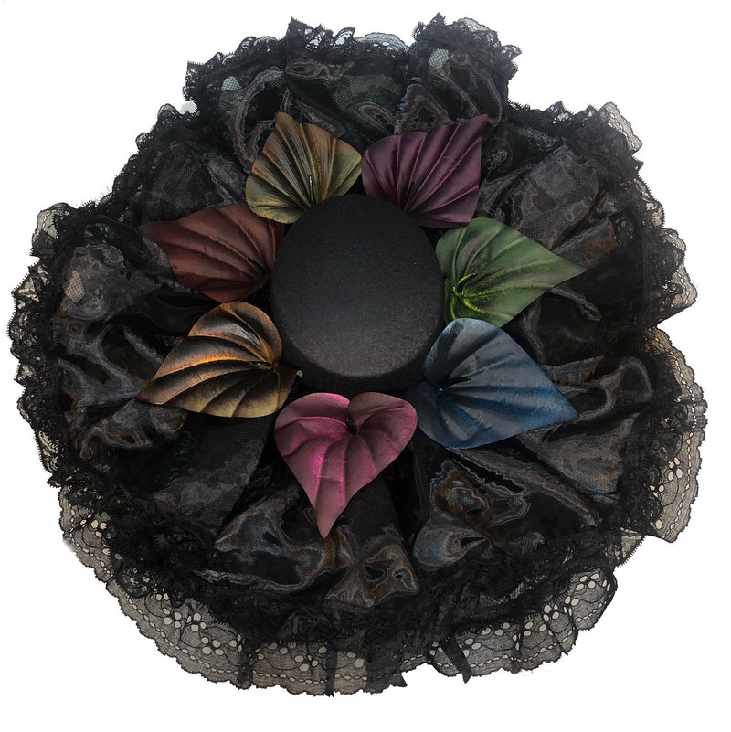 Traditional Catrina Hat in Black with Calla Lilies