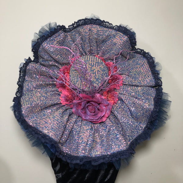 Traditional Catrina Hat in Navy Blue with Sequence