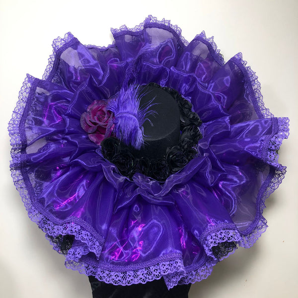 Traditional Catrina Hat in Purple with Feather