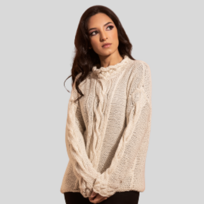 Dora Cable Knit and Ruffle Sweater