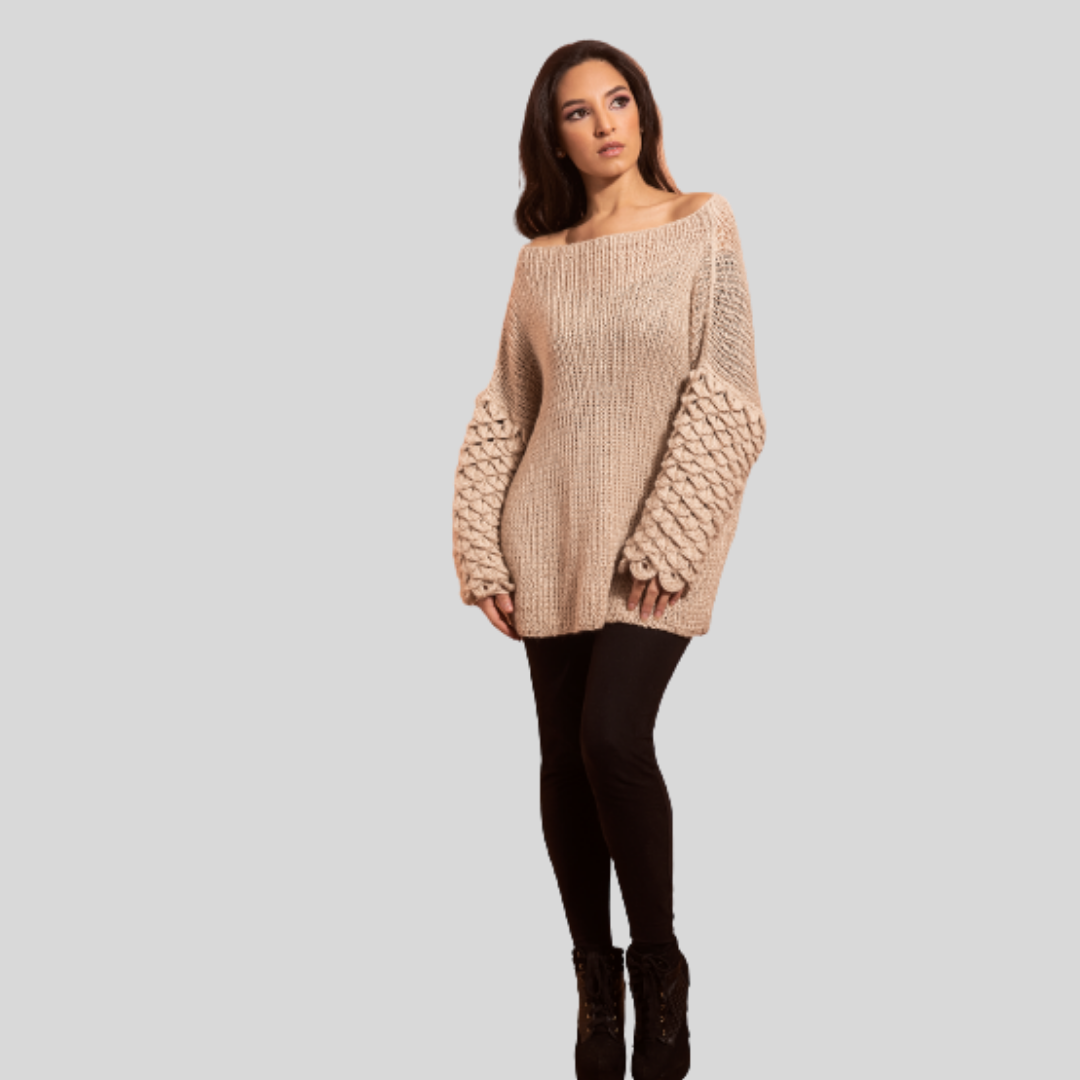 Eleodora Spike Sleeve Handwoven Alpaca Sweater
