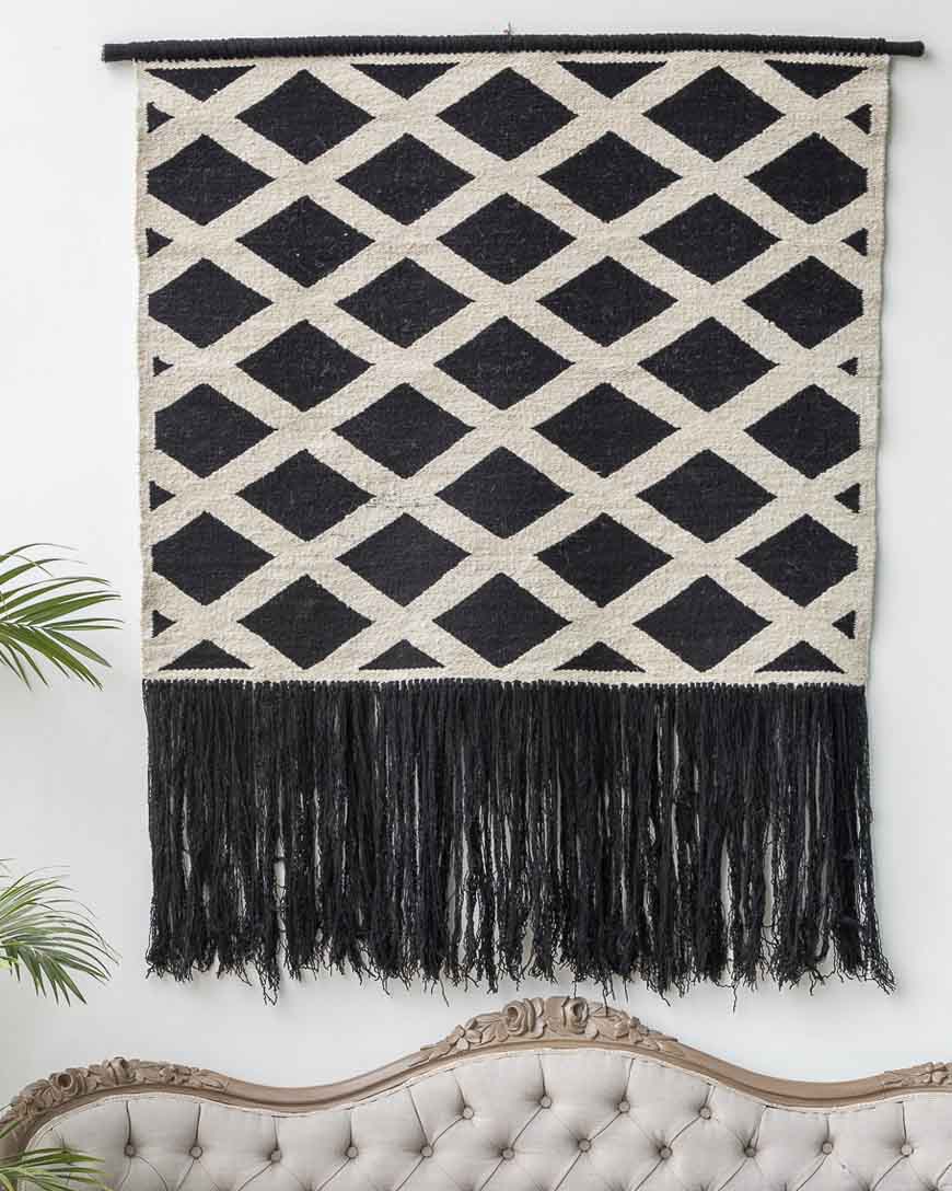 Wool Dual Tone Wall Decor in Black and Beige
