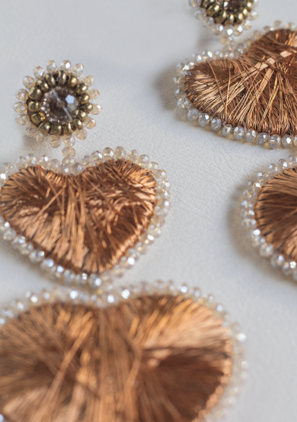 Handmade Double Heart Copper Earrings