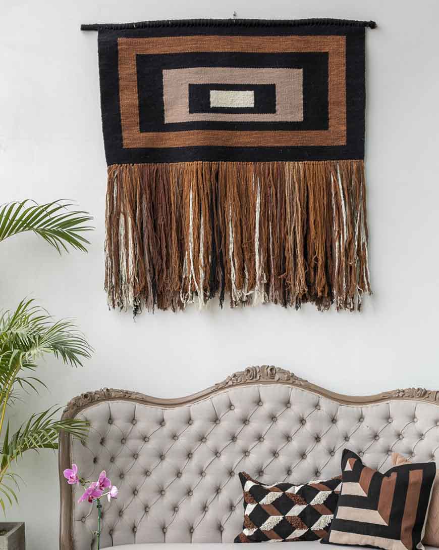 Wool Wall Decor in Black, Camel, Beige and Bone