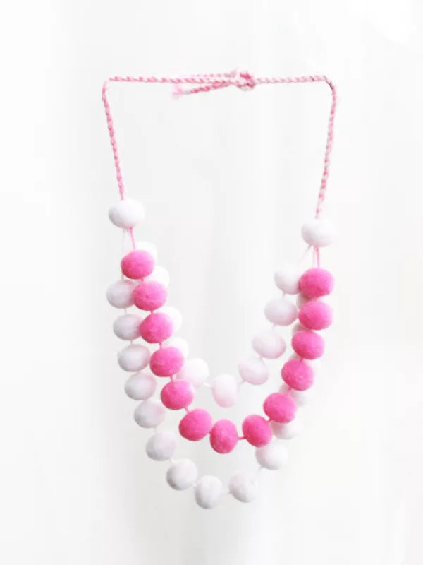 Triple Pom Pom Necklace. Mixt Copot